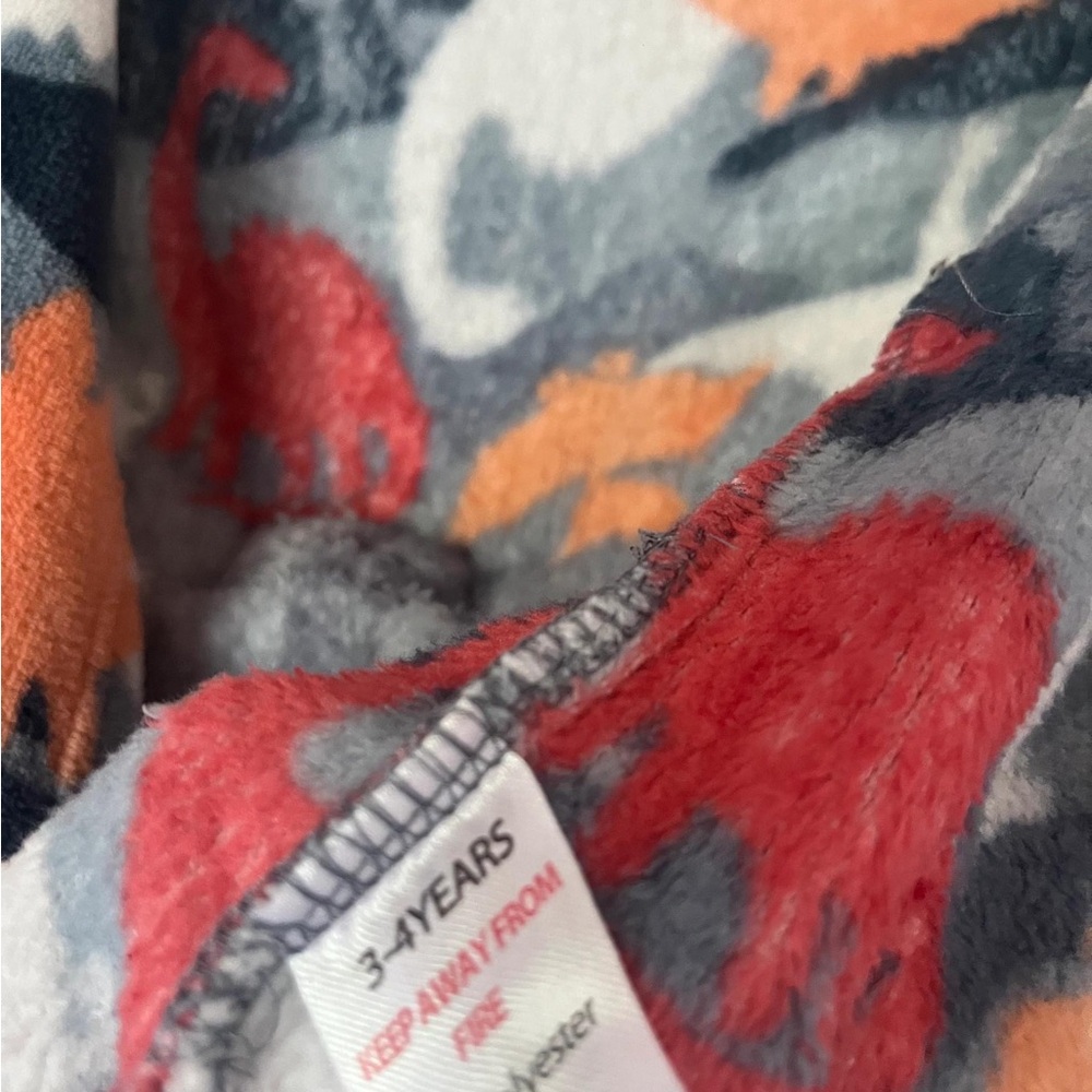 George Dinosaur Print Dress - Red, Orange, Gray
